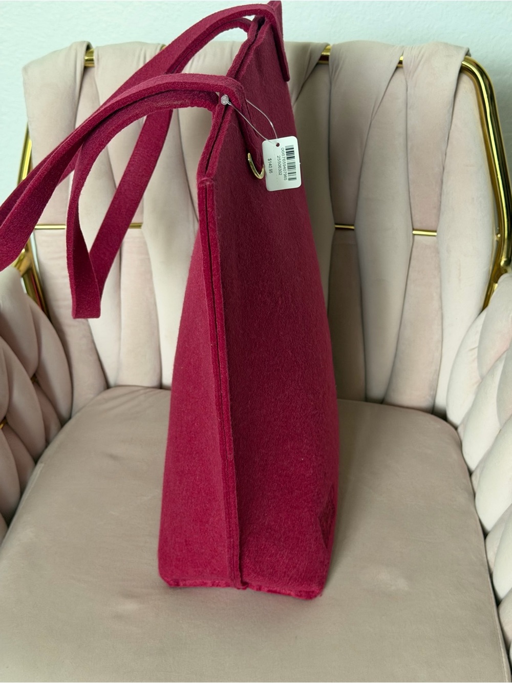 NWT Bath & Body Works Deep Pink Felt Tote - Picture 9 of 16